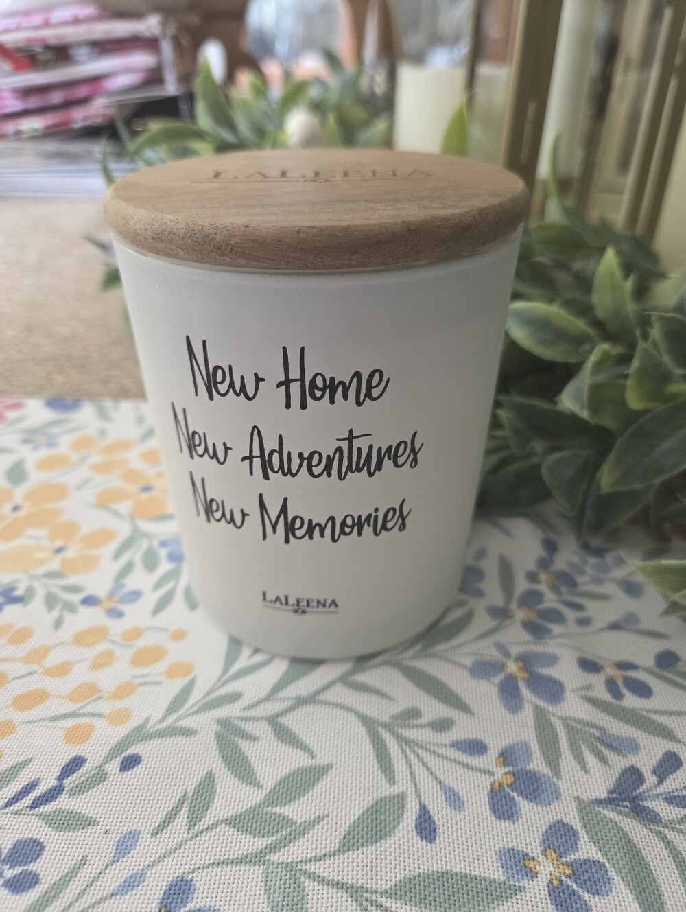 New Home Scented Candle in White with Wooden Lid